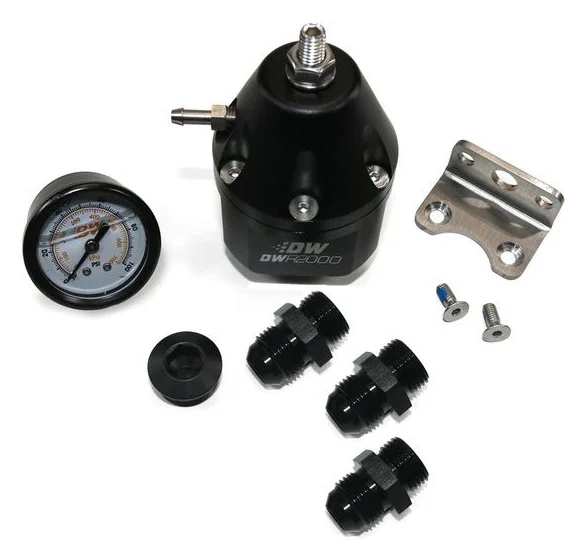 DeatschWerks DWR2000 AFPR Pressure Gauge 10AN and 8AN Fittings Anodized Black