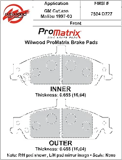 Klocki hamulcowe Wilwood 150-D0727K PM ProMatrix D727 Street Performance Racing Pads .66