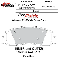 Klocki hamulcowe Wilwood 150-D1631AK PM ProMatrix D1631A Street Performance Racing Pads .69