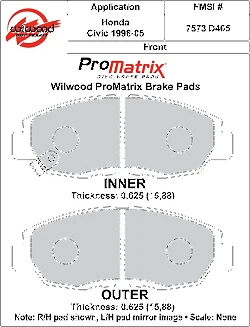 Klocki hamulcowe Wilwood 150-10-D0465K BP-10 D465 Street Performance Racing Pads .63