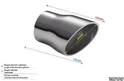 Uniwersalna końcówka tłumika okrągła 60mm długość 110mm średnica montażowa 45mm - N1-53/45