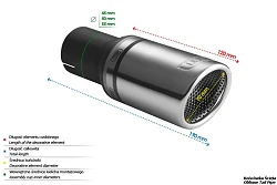 Uniwersalna końcówka tłumika okrągła 70mm długość 120mm średnica montażowa 45mm - N1-70RS/45