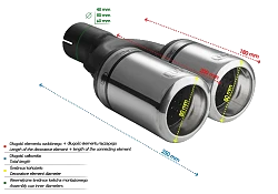Uniwersalna końcówka tłumika okrągła 80mm długość 200/180mm średnica montażowa 45mm - N2-07-1P/45