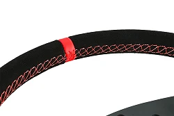 Kierownica sportowa FMIC.Pro Classic zamszowa 350mm odsadzenie 33mm czerwona