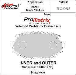 Klocki hamulcowe Wilwood 150-D0635K PM ProMatrix D635 Street Performance Racing Pads .51