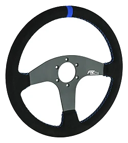 Kierownica sportowa FMIC.Pro Classic zamszowa 350mm odsadzenie 33mm niebieska
