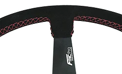 Kierownica sportowa FMIC.Pro Track zamszowa 350mm odsadzenie 90mm czerwona