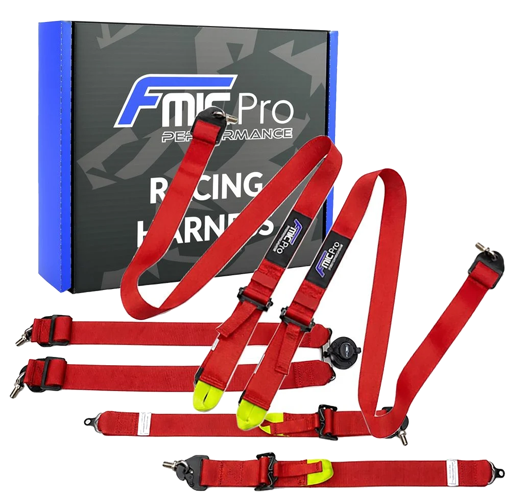 Pasy sportowe FMIC.Pro FIA 2031 8853-2016 6-punktowe 2"x 2" Czerwone