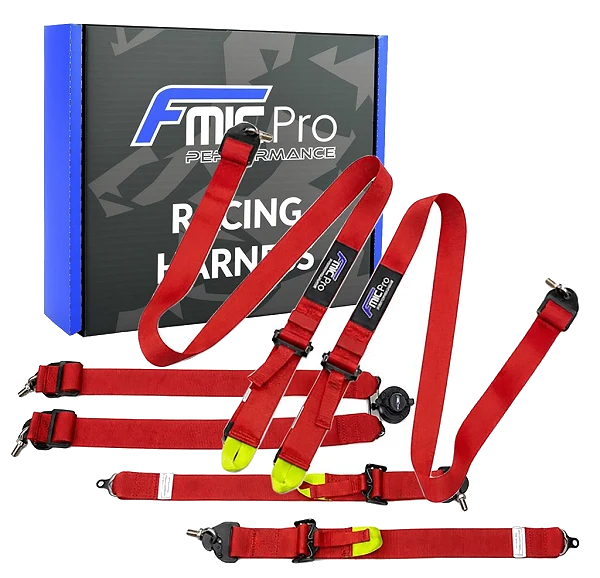 Pasy sportowe FMIC.Pro FIA 2031 8853-2016 6-punktowe 2"x 2" Czerwone