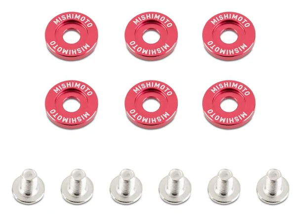 Ozdobne śrubki i podkładki Mishimoto Fender Washer Kit małe czerwone