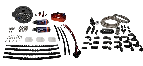 Fuel Pump Module X3 Series with DW420 Pumps PTFE Returne Plumbing Kit DeatschWerks Toyota Supra A90 / BMW M3 / M4