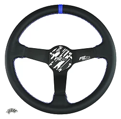 Kierownica sportowa FMIC.Pro Track skórzana 350mm odsadzenie 33mm niebieska