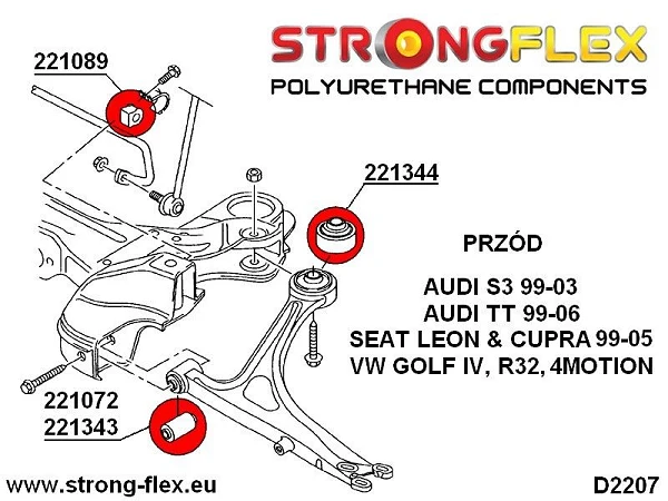 221089B: Tuleja stabilizatora przedniego Audi A3 - 221089B_21mm