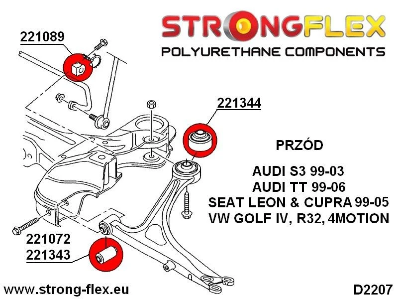 221089B: Tuleja stabilizatora przedniego Audi A3 - 221089B_21mm