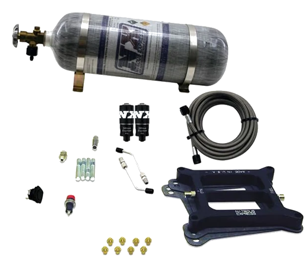 4150 Hitman Nitrous Plate System 100-150-200Hp with 12Lb Carbon Bottle Nitrous Express NX 40040-12