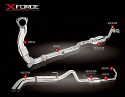 Układ wydechowy XForce Nissan Navara 2011-2015 D40 STX AUTO stal nierdzewna