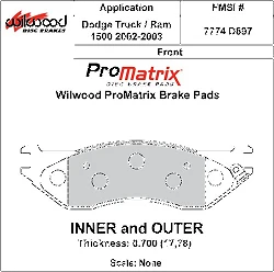 Klocki hamulcowe Wilwood 150-D0897K PM ProMatrix D897 Street Performance Racing Pads .70