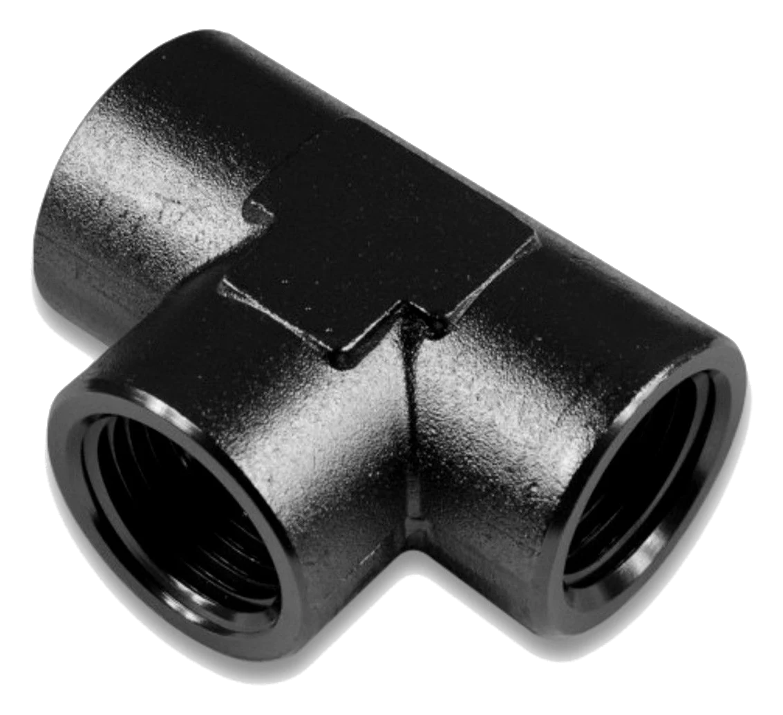 Trójnik żeński/żeński/żeński 1/8 NPT Czarny