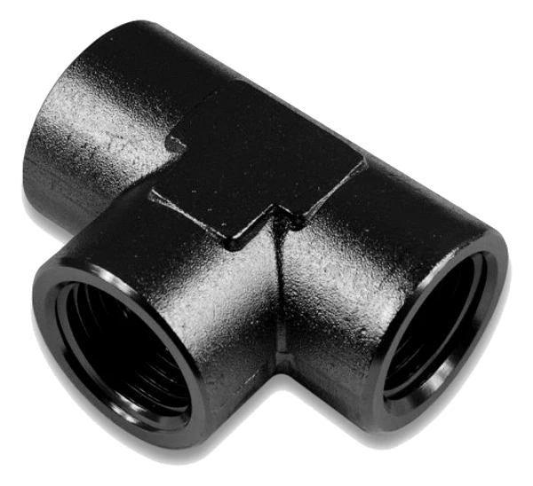 Trójnik żeński/żeński/żeński 1/8 NPT Czarny