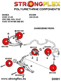 086019A: Zestaw poliuretanowy zawieszenia przedniego SPORT Rover 400