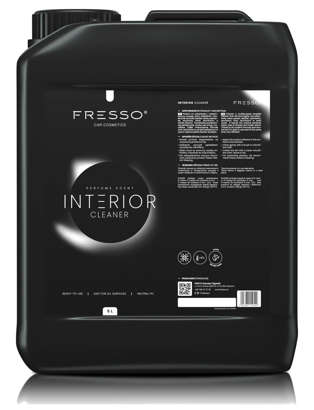 FRESSO Interior Cleaner do czyszczenia wnętrza czyści plastik skórę alcantarę 5l 5000ml