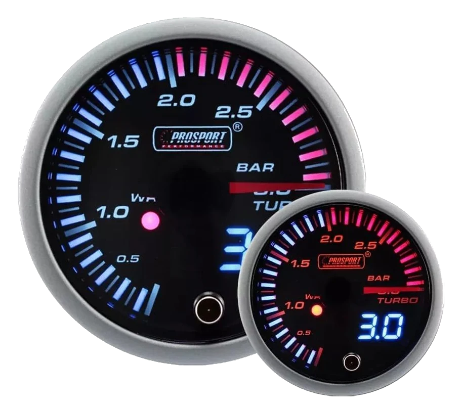 Prosport JDM Series 52mm - Wskaźnik Turbo 0-3 Bar z wodoodpornym czujnikiem