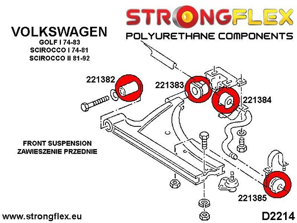 221385B: Tuleja stabilizatora przedniego zewnętrzna Volkswagen VW Golf 1 - 221385B_17mm