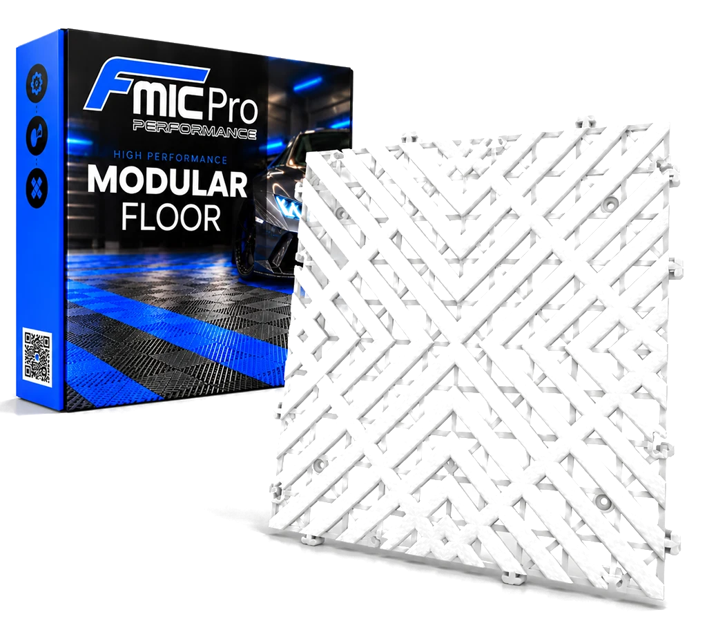 Podłoga modułowa panelowa FMIC.Pro do garażu warsztatu 40x40cm 30mm Biały