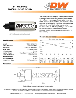 Pompa paliwa DeatschWerks DW300C 340 lph Ford Focus MK2 RS