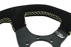 Kierownica sportowa FMIC.Pro D-Shape zamszowa 325mm odsadzenie 42mm żółta