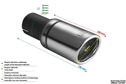 Uniwersalna końcówka tłumika okrągła 90mm długość 190mm średnica montażowa 45mm - N1-90RS/45