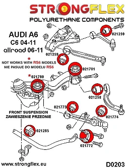 021258A: Tuleja wahacza przedniego dolnego tylnego SPORT Audi A4