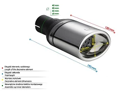 Uniwersalna końcówka tłumika owalna 120×80mm długość 120mm średnica montażowa 45mm - N1-26/45