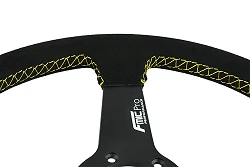 Kierownica sportowa FMIC.Pro Track zamszowa 350mm odsadzenie 33mm żółta