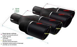 Uniwersalna końcówka tłumika okrągła 70mm długość 200/180mm średnica montażowa 55mm - NBL2-70RSP*/55