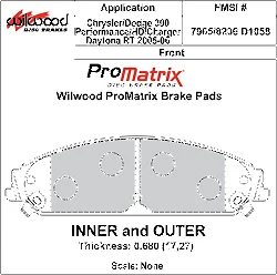 Klocki hamulcowe Wilwood 150-D1058K PM ProMatrix D1058 Street Performance Racing Pads .68
