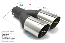 Uniwersalna końcówka tłumika okrągła 80mm długość 210mm średnica montażowa 50mm - N2-08-1*/50