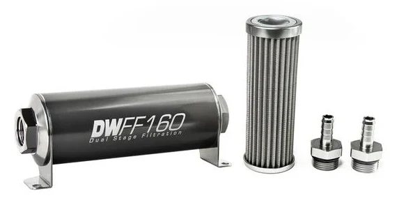 DeatschWerks In-Line Fuel Filter Kit 3/8IN 100 Micron 160mm