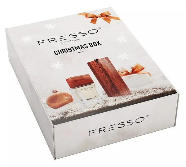 FRESSO Gift Box Signature Man CHRISTMAS EDITION zestaw prezentowy drewniana zawieszka i perfumy samochodowe 50ml