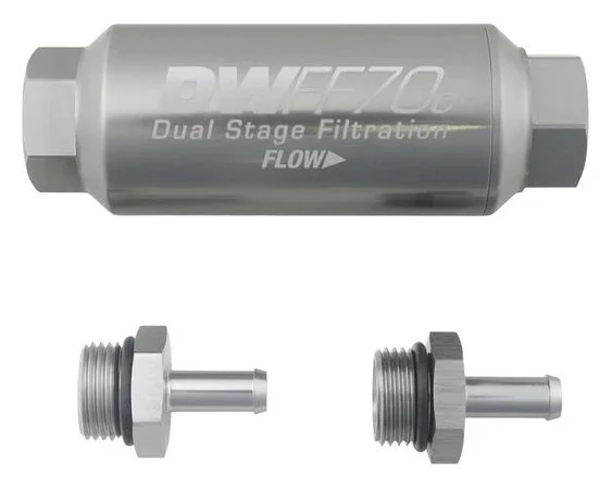 DeatschWerks Compact In-Line Fuel Filter Kit 5/16IN 10 Micron 70mm