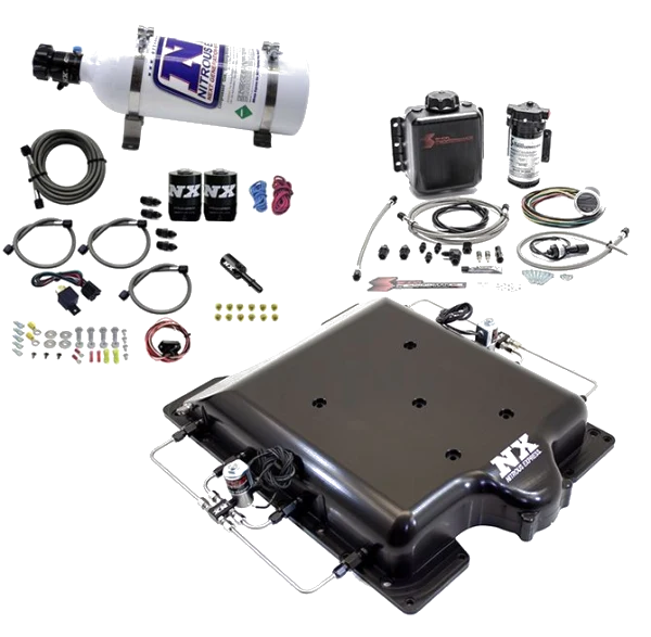 Billet Supercharger Lid with Integrated Nitrous and Water/Methanol with 5Lb Bottle for Dodge Hellcat / Demon Nitrous Express NX 20972BMF-05