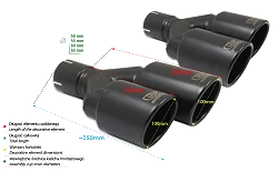 Uniwersalna końcówka tłumika okrągła 100mm długość 200/180mm średnica montażowa 65mm - NBL2-101RSL*/65
