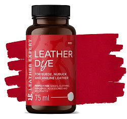 Leather Expert Leather Dye farba do zamszu nubuku aniliny - Red czerwony 75ml