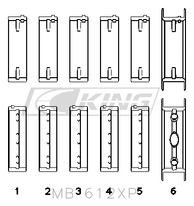 Main Bearing Shell King Racing MB612XP.25 for Ford Volvo 2.5L 5-cyl - KGB-MB612XP.25