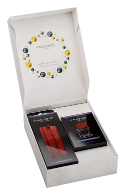 FRESSO Gift Box Magnetic Style CHRISTMAS EDITION zestaw prezentowy drewniana zawieszka i perfumy samochodowe 50ml