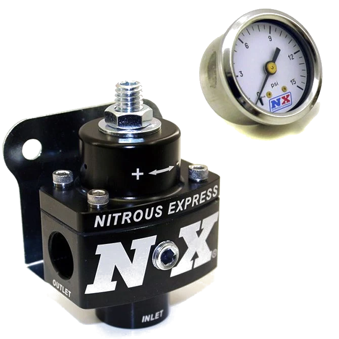 NX Billet Fuel Pressure Regulator without Bypass with Fuel Pressure Gauge Nitrous Express NX 15952