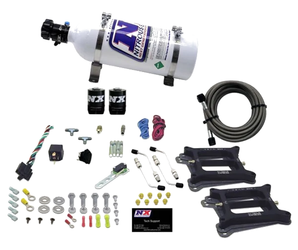 Dual 4150 Conventional Plate System Alcohol Stage 6 50-300Hp with 5Lb Bottle Nitrous Express NX 30245-05