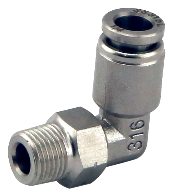 Nypel adapter Turbosmart 90' 1/8 NPT Pushloc 1/4 stal nierdzewna