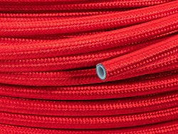 AN6 8mm (5/16") przewód PTFE teflonowy w stalowym oplocie czerwony