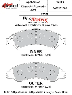 Klocki hamulcowe Wilwood 150-D1363K PM ProMatrix D1363 Street Performance Racing Pads .71